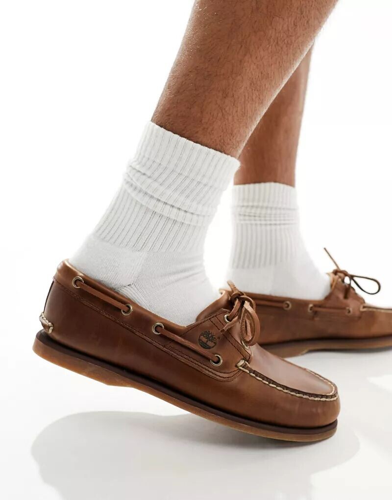 

Туфли-лодочки Timberland Classics с двумя люверсами из кожи коричневого цвета