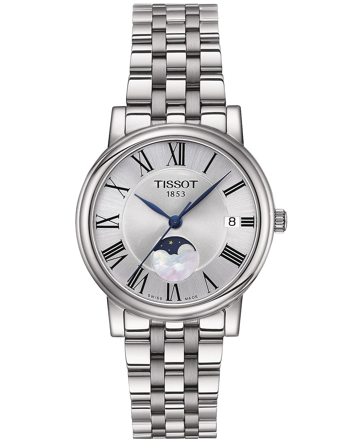 

Женские часы Carson Premium Lady Moonphase с браслетом из нержавеющей стали, 32 мм Tissot, серебро