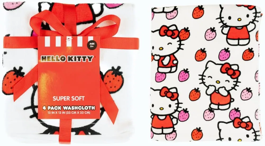 Мочалка Hello Kitty 4 шт. 100% хлопок 33x33 см