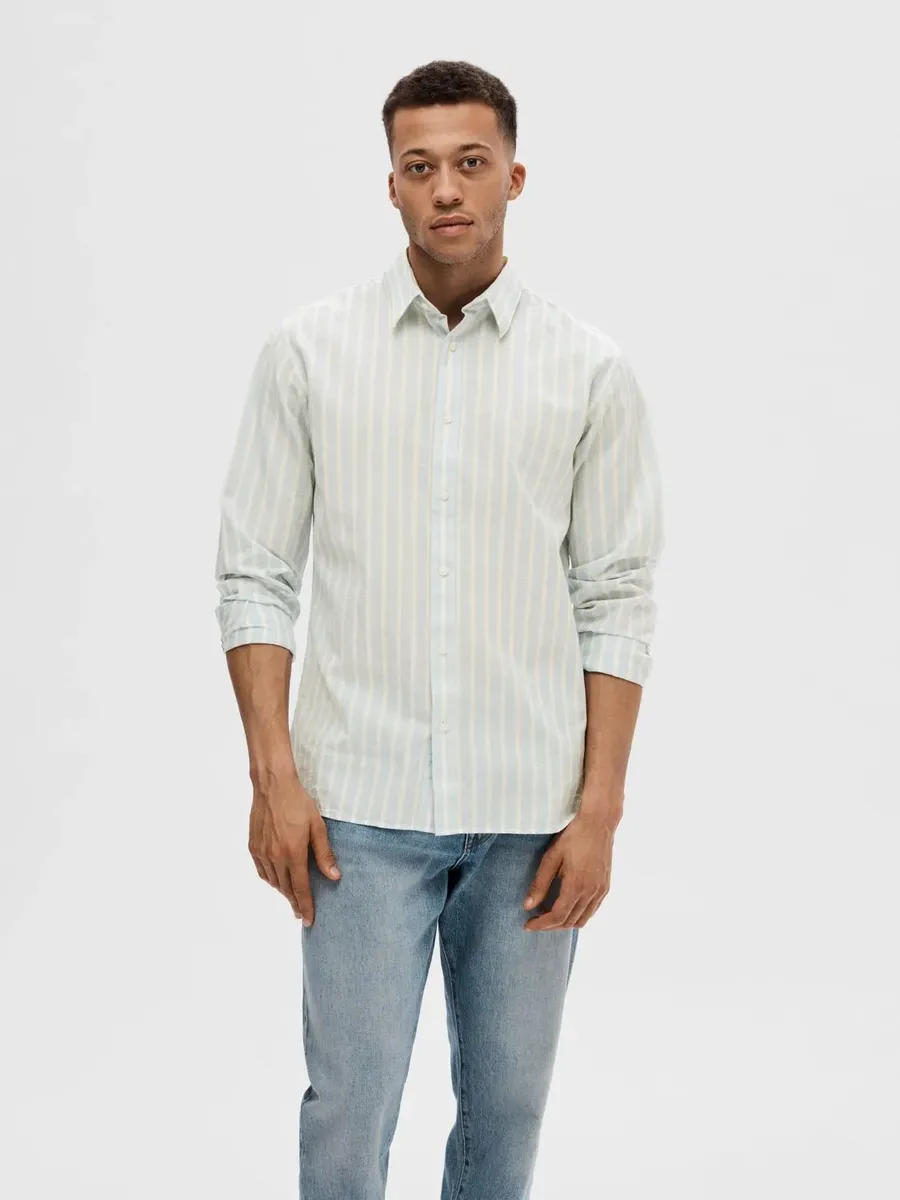 

Рубашка льняная SELECTED HOMME "NEW-LINEN SHIRT", однотонная, синий