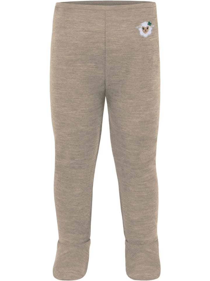 Normani Outdoor Sports Детский боди с длинными рукавами из мериносовой шерсти и брюки из мериносовой шерсти бежевого цвета — фото 4