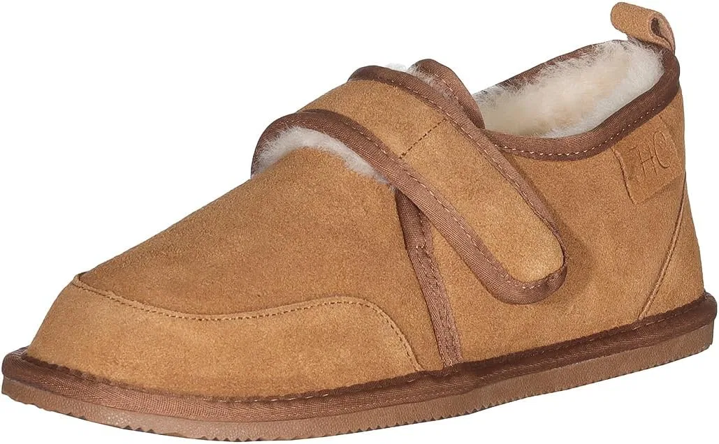 Мужские тапочки Harrys-Collection с застежкой на липучке, подошва из овечьей кожи и термопластичной резины, Brown
