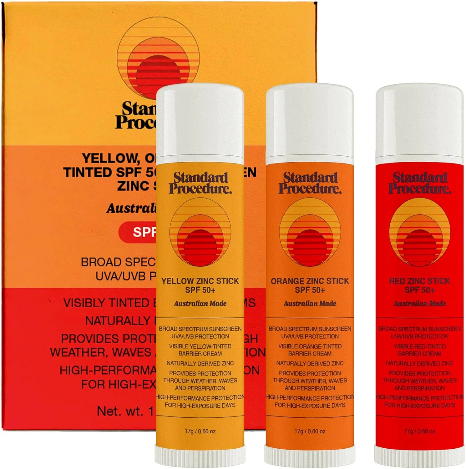 Солнцезащитный стик SPF 50+ Standard Procedure, желтый, оранжевый, красный Standard Procedure.
