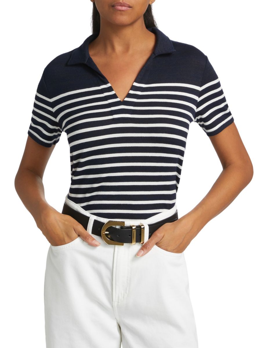 

Рубашка-поло в полоску rag & bone, цвет Navy Ivory