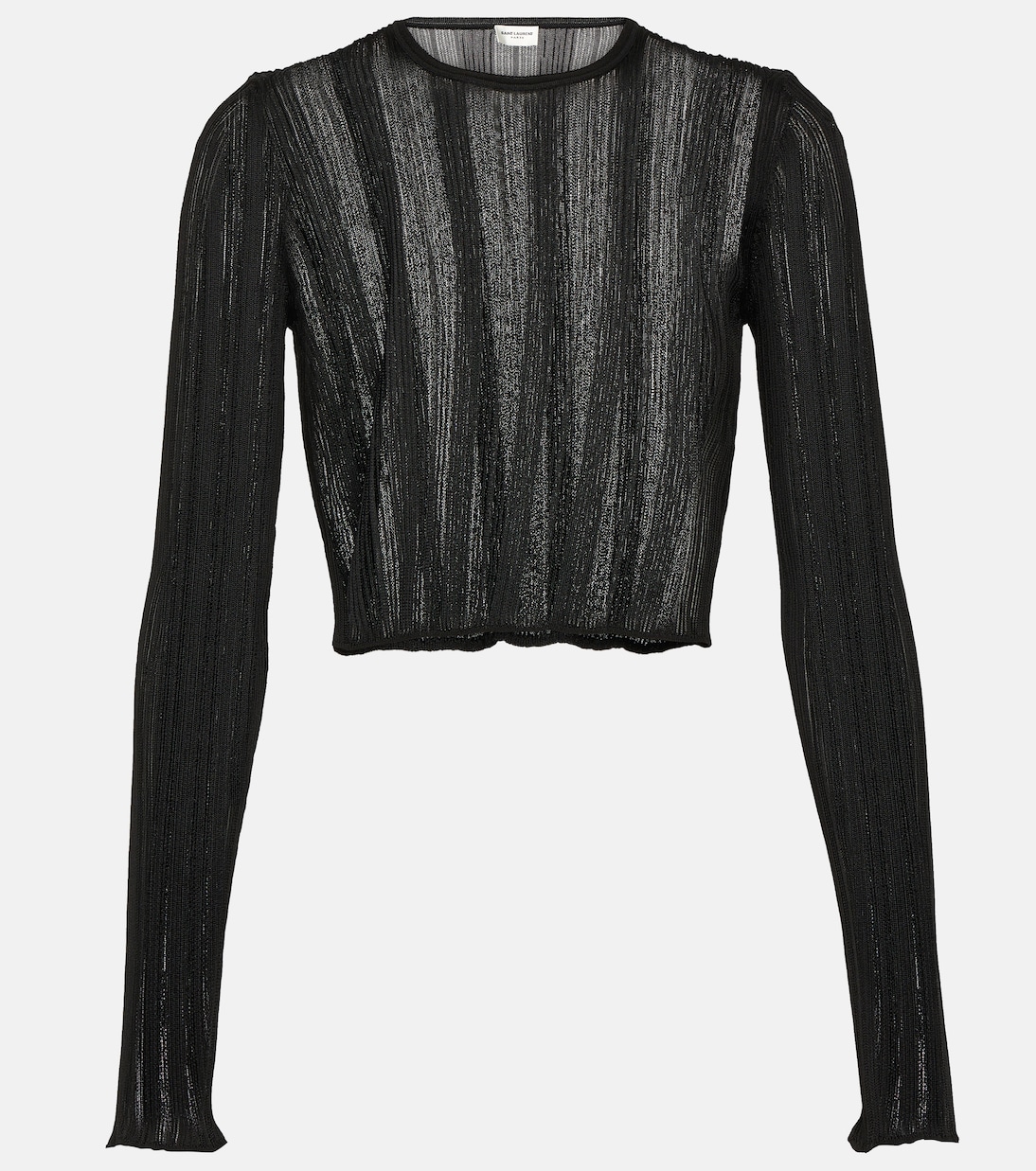 

Полосатый вязаный укороченный топ Saint Laurent, нуар