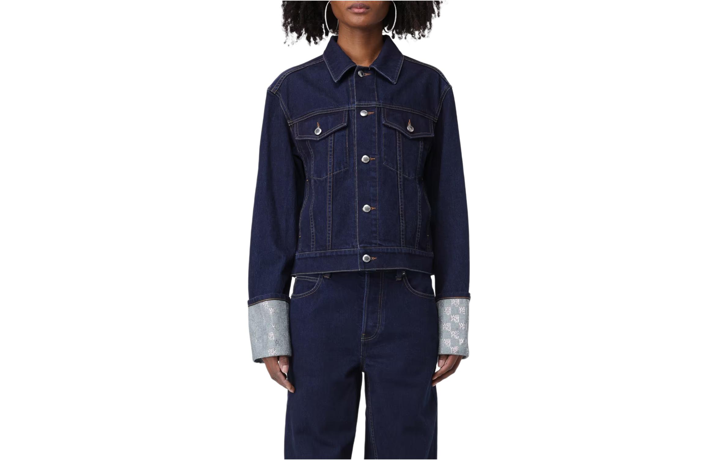 Alexander Wang Приталенная джинсовая куртка с воротником и пуговицами, Blue — фото 3