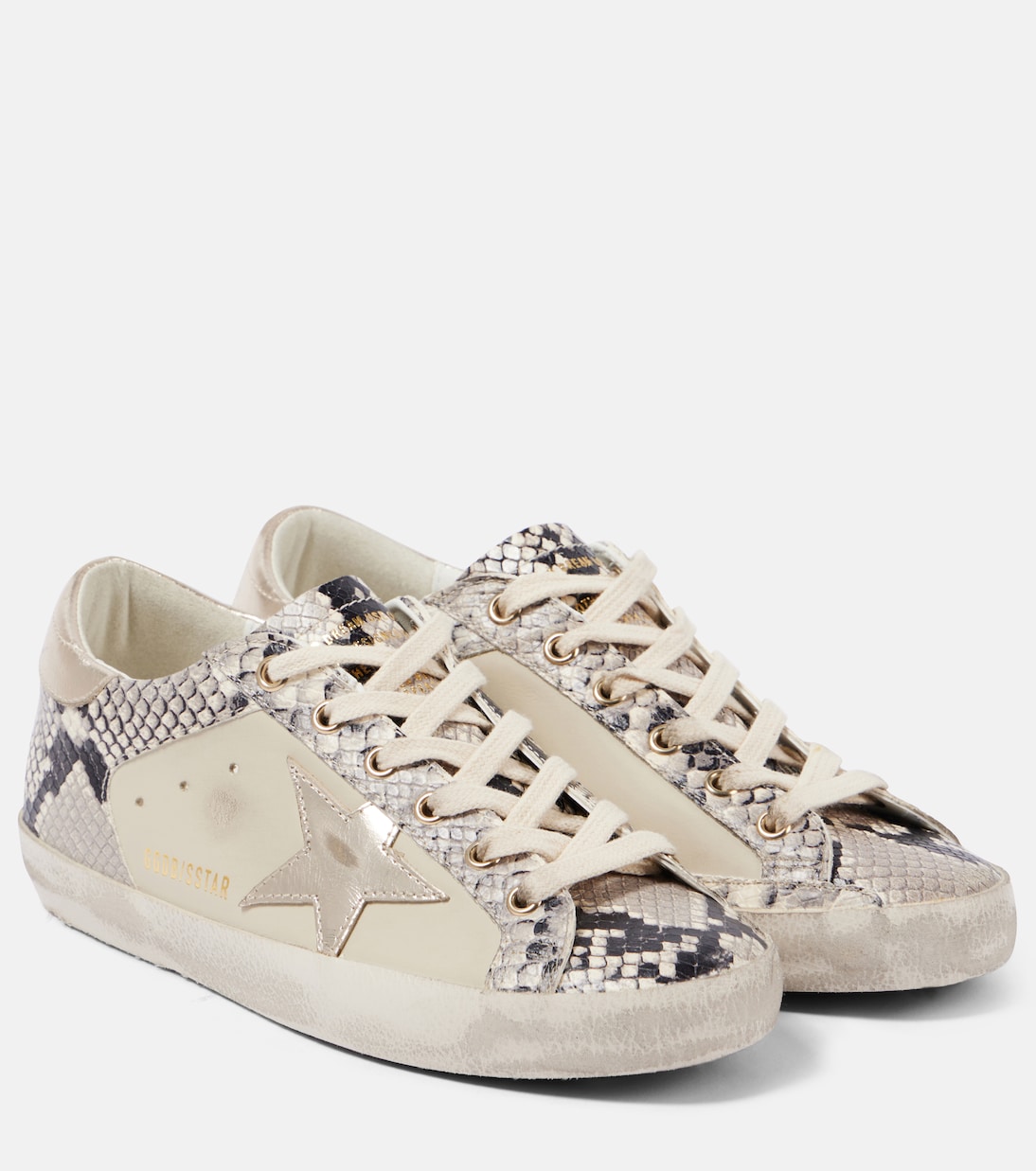 Супер-Стар кеды из кожи с принтом под змею Golden Goose, Grey Black Python / Sand / Platin