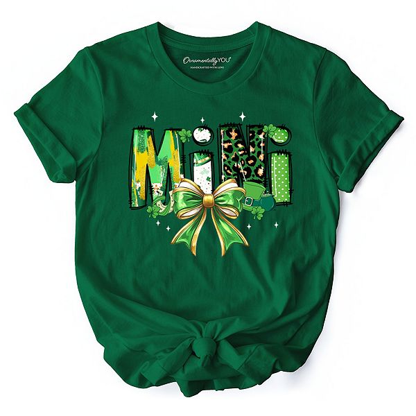 

Футболка Coquette с мини-клевером и бантом в стиле St Patrick’s Day, зеленый Ornamentallyyou, Evergreen