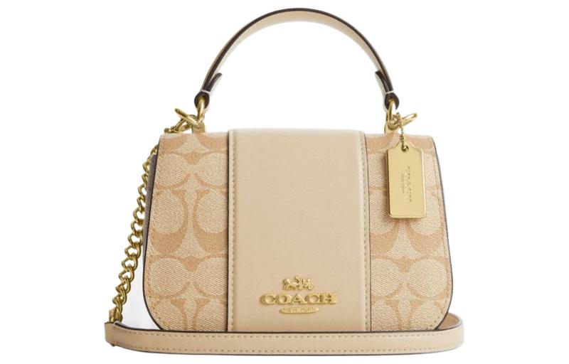 

COACH Кожаная седельная сумка через плечо кроссбоди женская хаки и белая