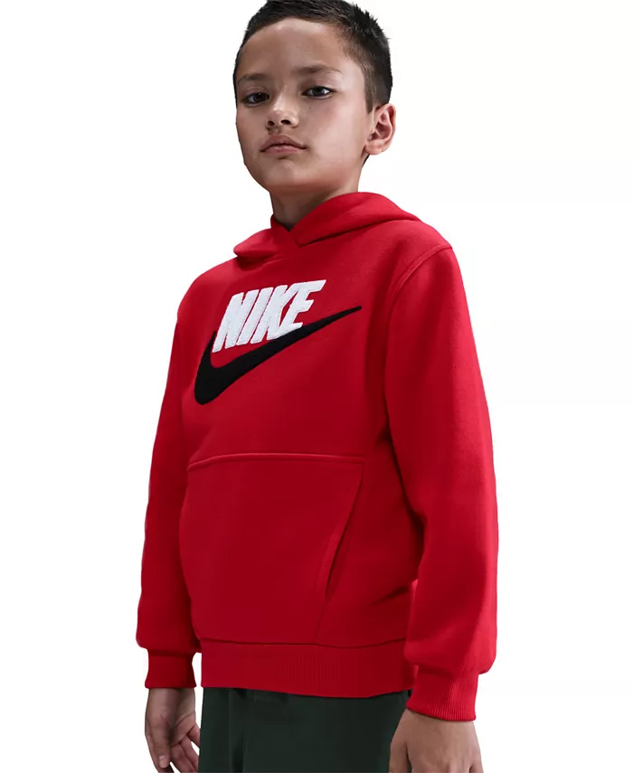 Большой детский спортивный клуб худи с шинельным логотипом Nike, красный — фото 3