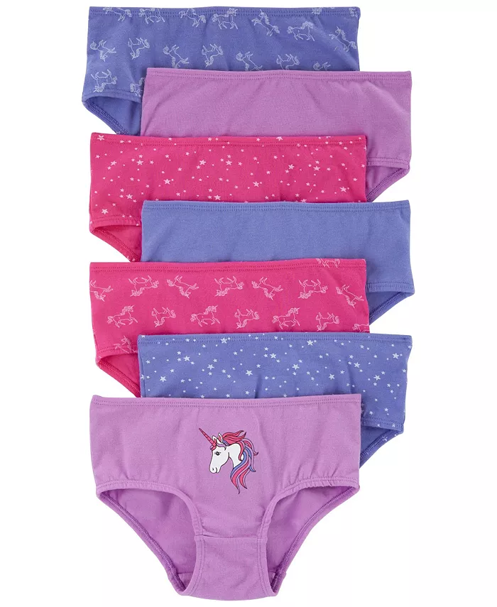 

Большие девочки 7 пар хлопковых трусиков-слипов Unicorn Stretch Carter's, мультиколор