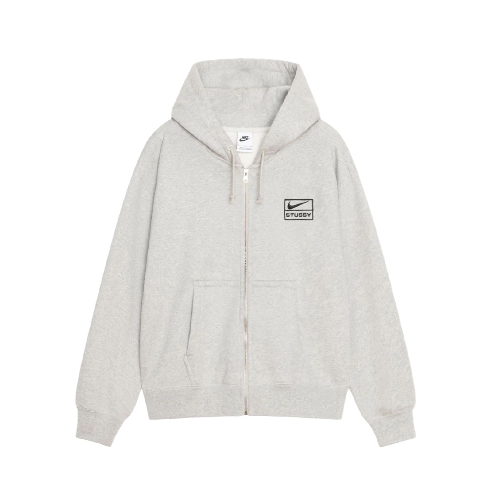 

X Nike Stone Washed Fleece Zip Hoodie SS24 Stussy, серый