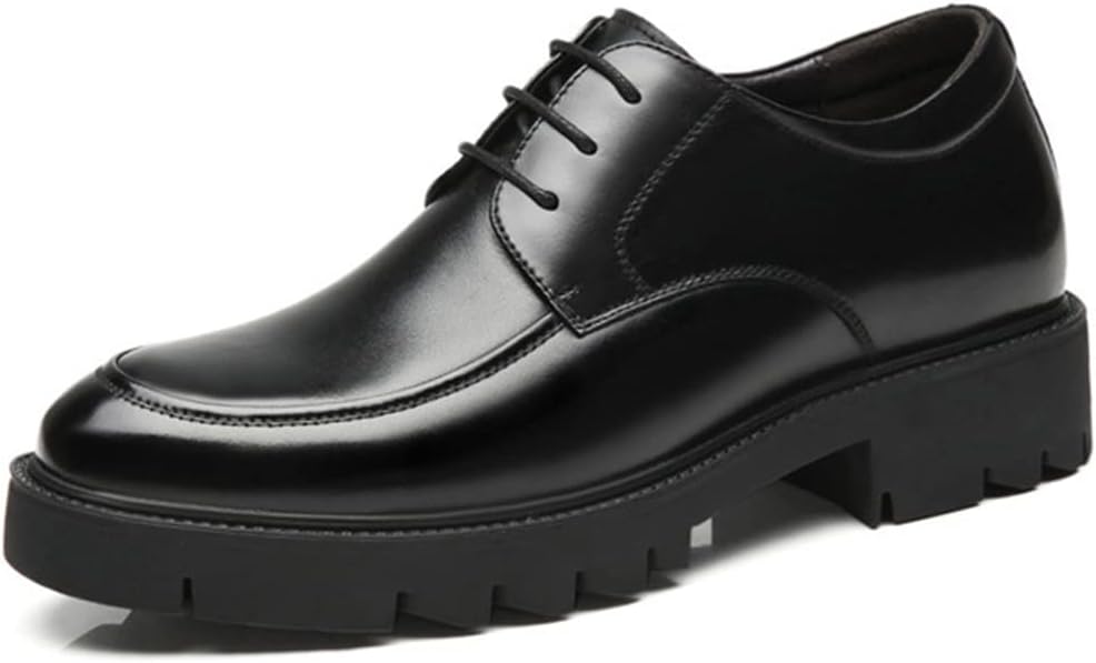 

Мужские кожаные свадебные туфли YGCEEIA с закрытым носком, шнуровкой, для официальных мероприятий и бизнеса, оксфорды с удобной невидимой стелькой для увеличения роста, черный
