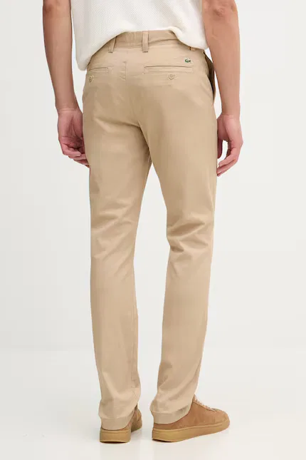 Брюки из хлопка с эластаном regular fit Lacoste, бежевый — фото 3