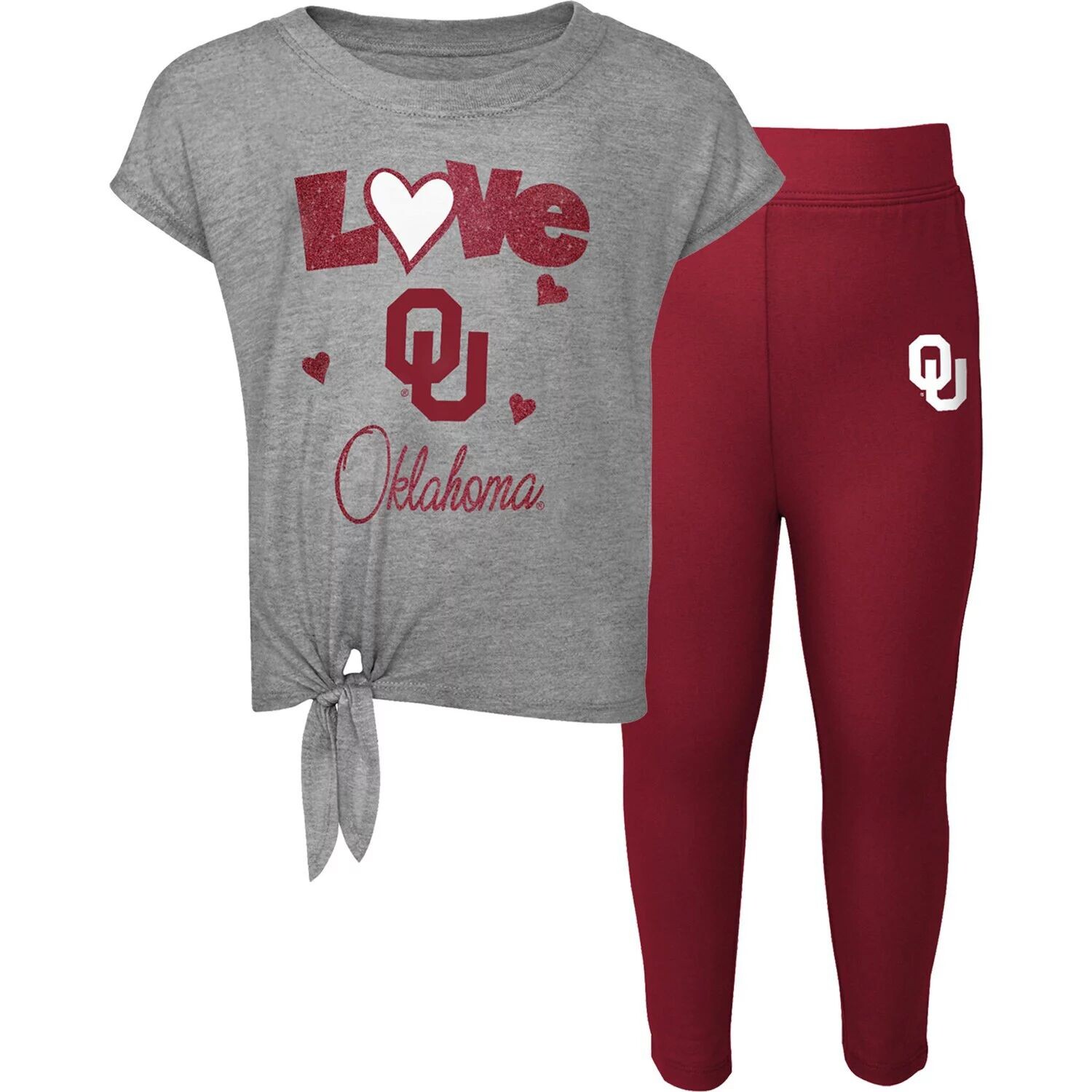 

Комплект футболки и леггинсов Infant Heather Grey/Crimson Oklahoma Early Forever Love Outerstuff