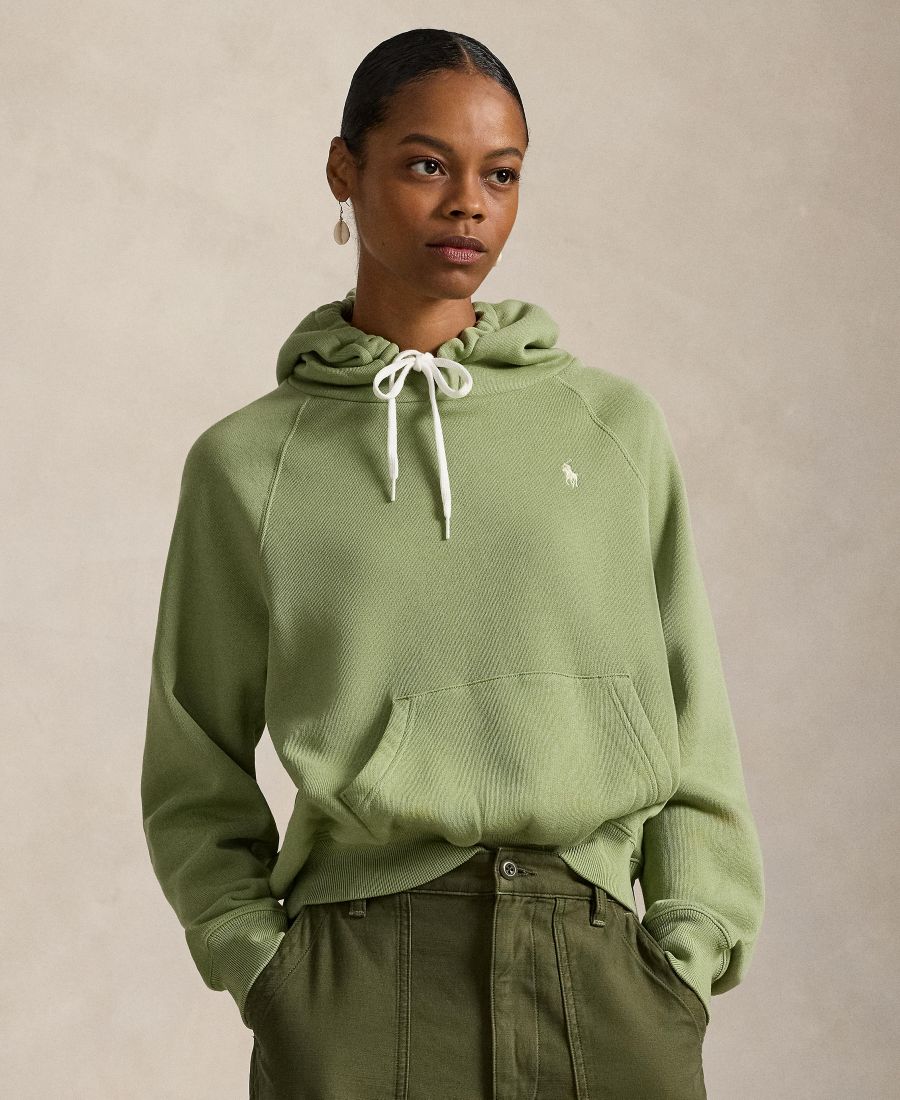 

Женская флисовая толстовка с капюшоном укороченного кроя Polo Ralph Lauren, Green