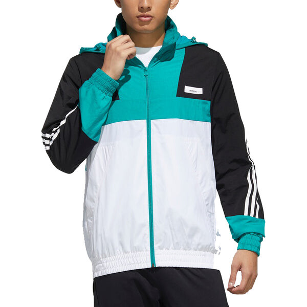 Куртка adidas neo M SS WRMLN WB Sports Windbreaker Jacket White Green Colorblock, белый — фото 3