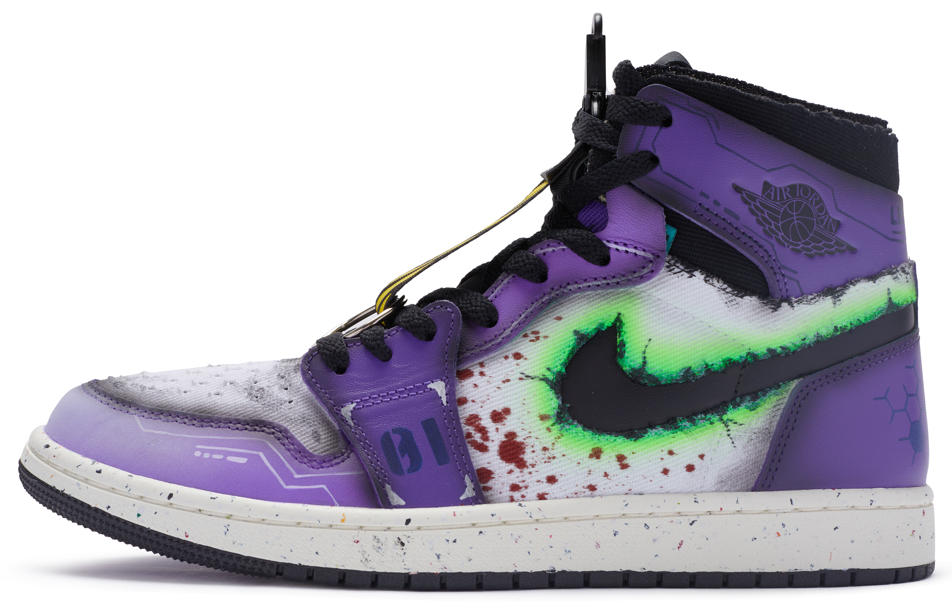 

Кроссовки Air Jordan 1 Vintage Basketball Shoes Men High-Top White, Purple, Green, Red