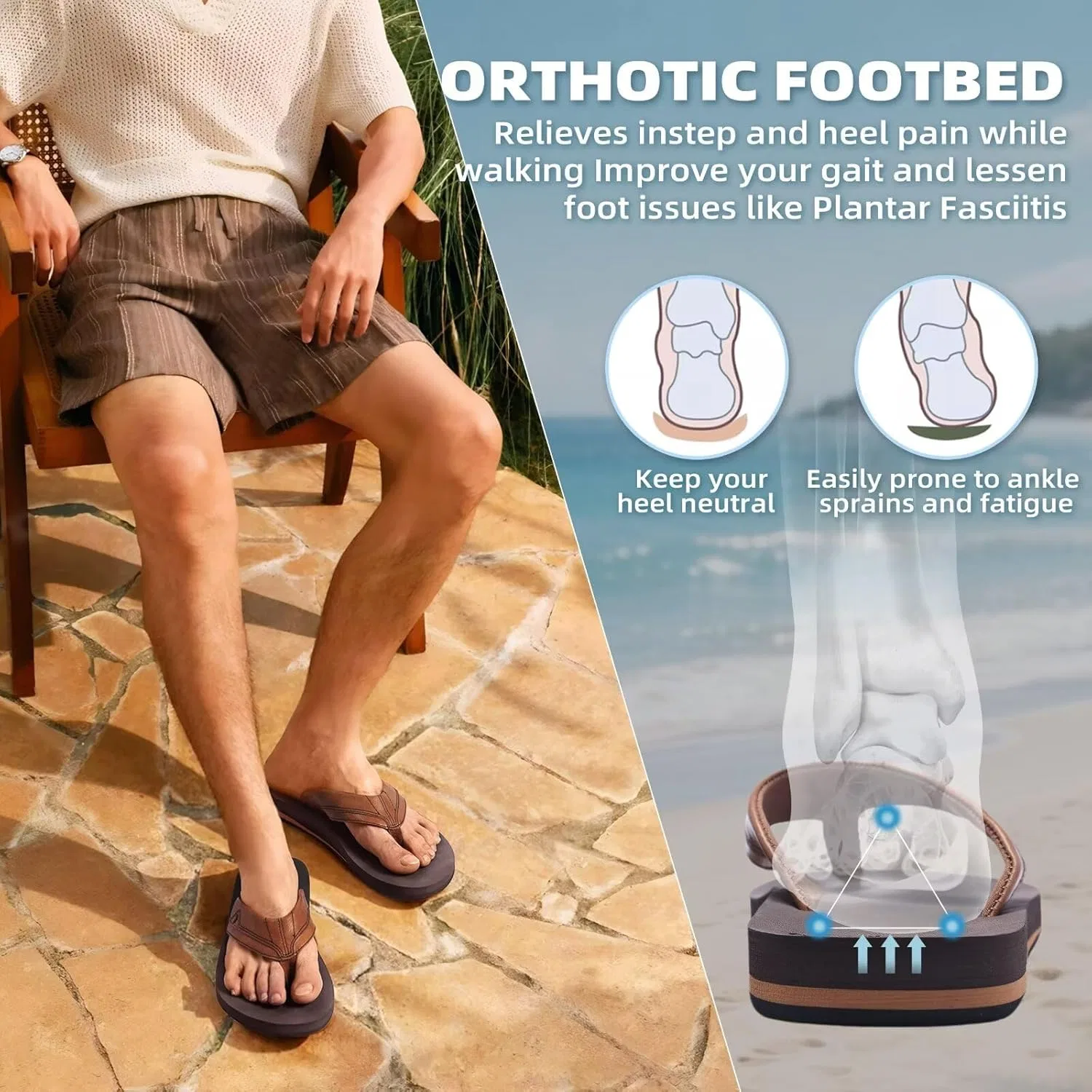 Сандалии с поддержкой стопы OrthoComfoot, темно-коричневые — фото 2