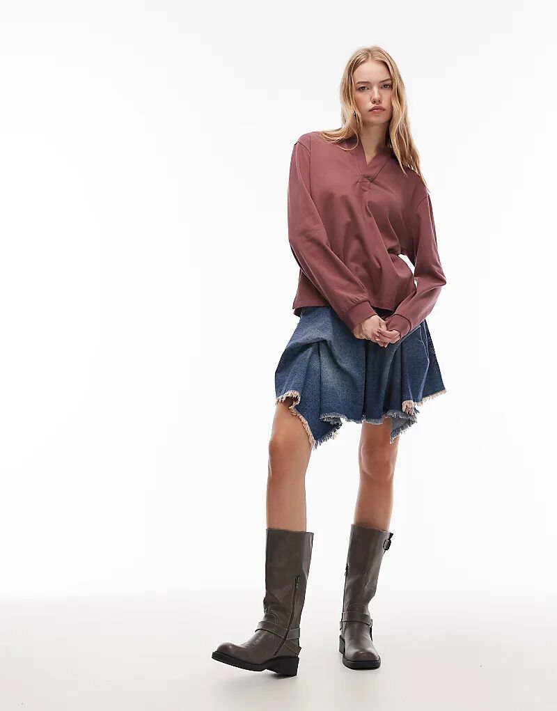 

Светлая джинсовая юбка с рюшами Allsaints Crissy - LBLUE