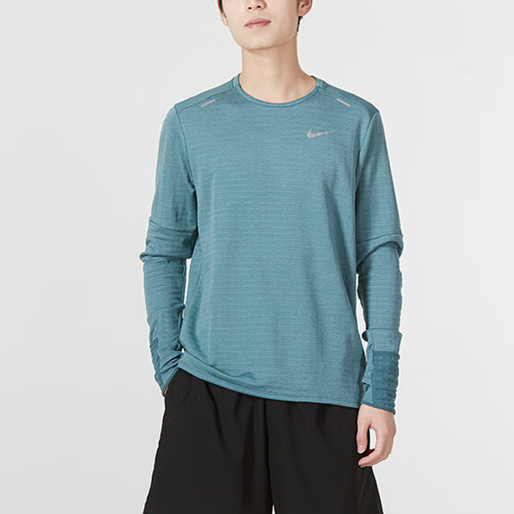 Nike Футболка мужская, сине-серая, с круглым вырезом, умеренно прямого кроя — фото 4