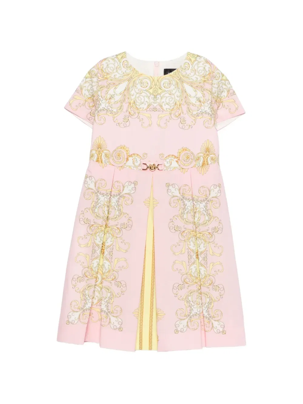 Платье с короткими рукавами и принтом Versace Kids, розовый