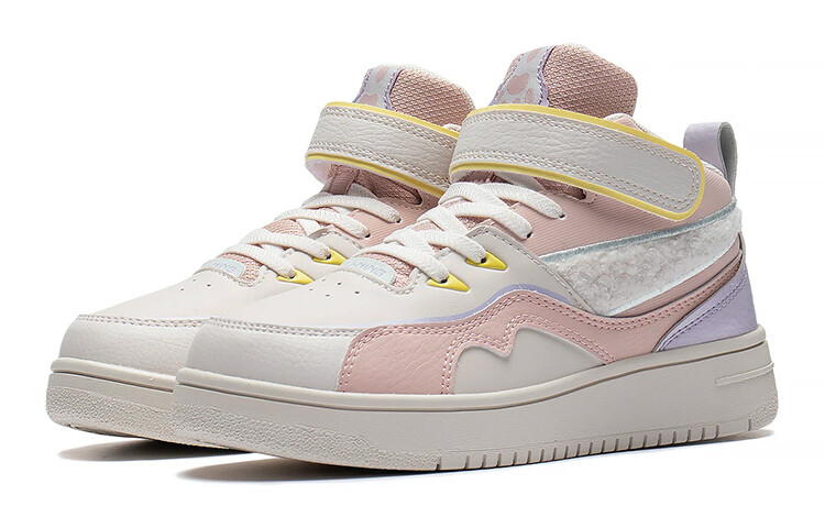 Кроссовки LINING YOUNG Kids Lifestyle Shoes GS Mid-top White Sand Gray / Peach Pink / Moonshine Purple — фото 3