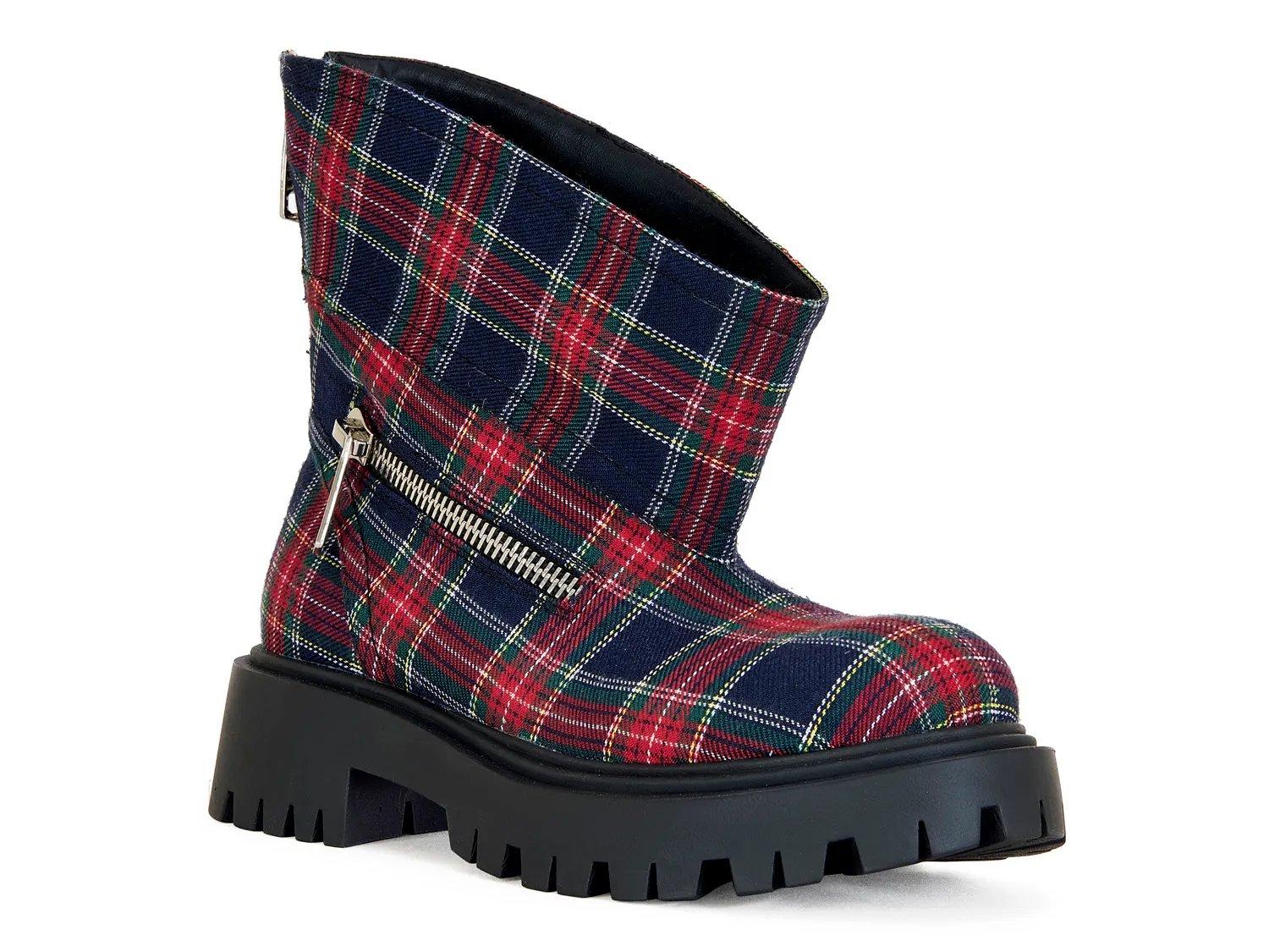 Ботинки Azalea Wang Mohsen Bootie, Navy/Red/Multicolor Plaid