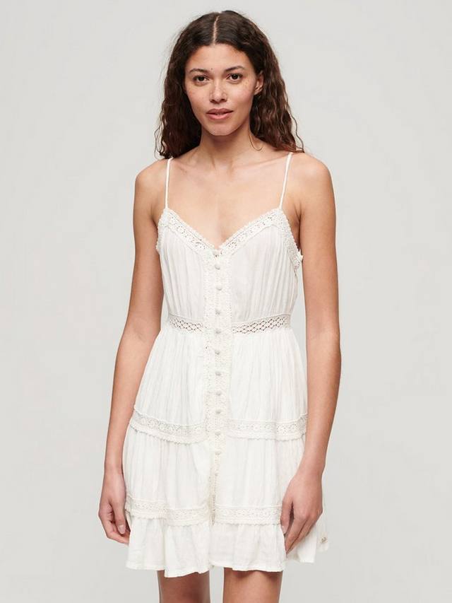

Мини-платье на бретелях с кружевной отделкой alana Superdry, белый