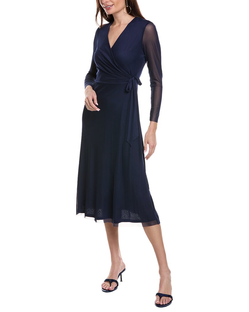 

Платье-миди Anne Klein Wrap Mesh, синий