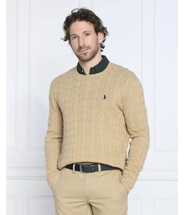 Шерстяной свитер Slim fit Polo Ralph Lauren, коричневый — фото 3