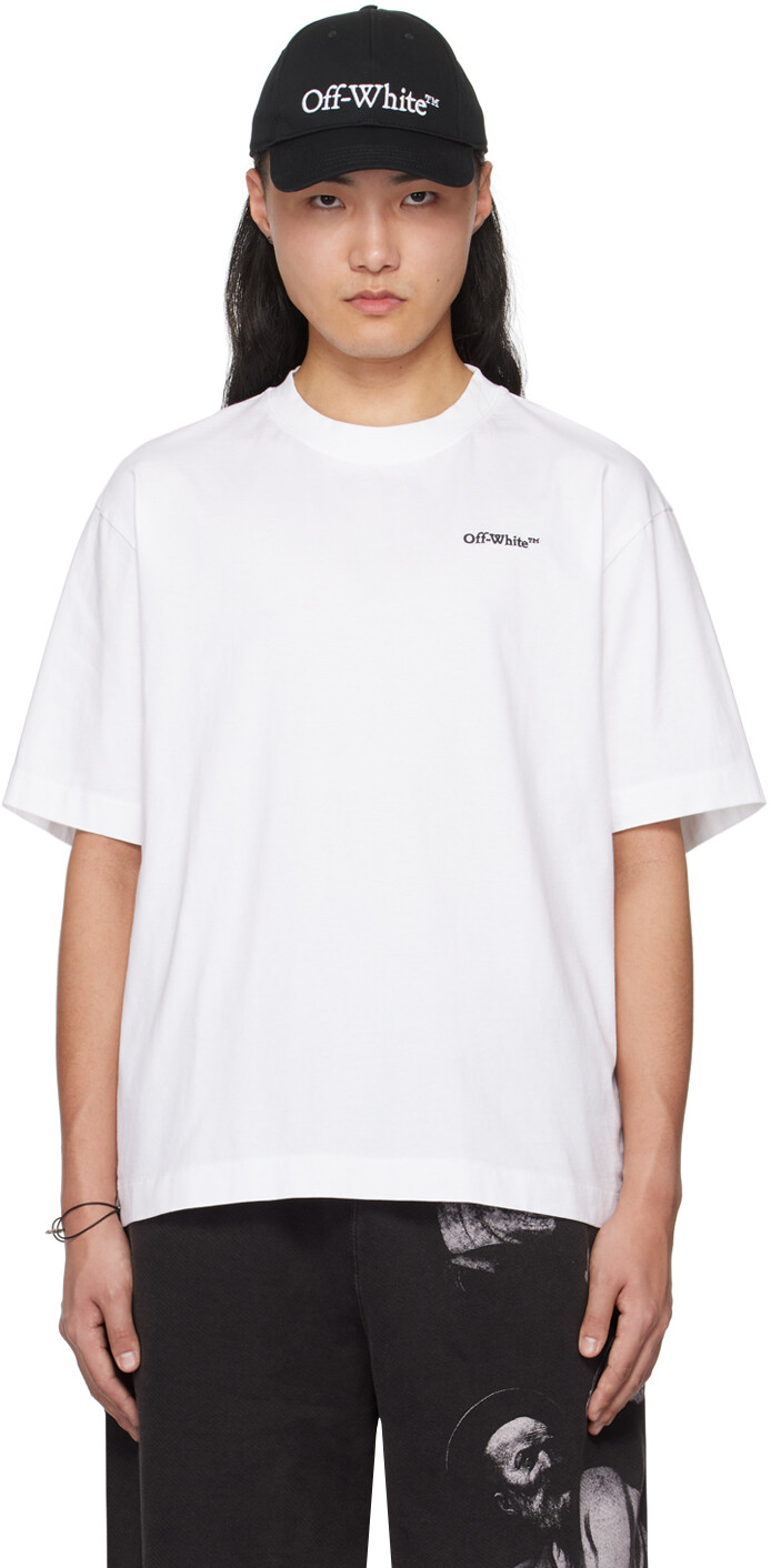 

Белая футболка для скейтбординга со стрелкой и татуировкой Off-White