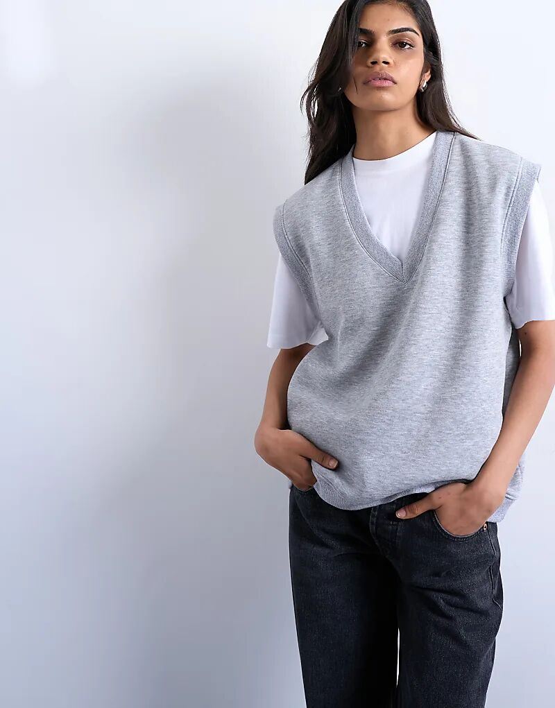 

Жилет Topshop с V-образным вырезом серого меланжевого цвета