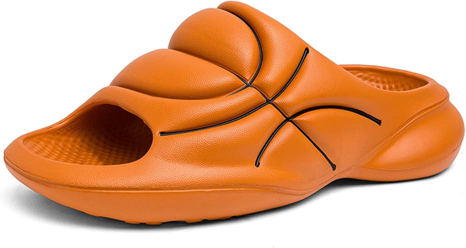 

Мужские слайды-тапочки Vtiao, с рисунком баскетбольного дизайна, для спорта в помещении и на улице, модные слайды-тапочки, с толстой подошвой, противоскользящие и износостойкие, оранжевый