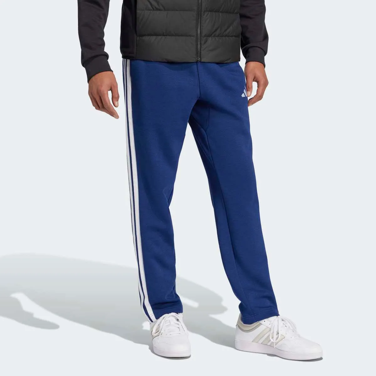 Мужские брюки Essentials 3-Stripes Open Hem Fleece adidas, темно-синий — фото 3
