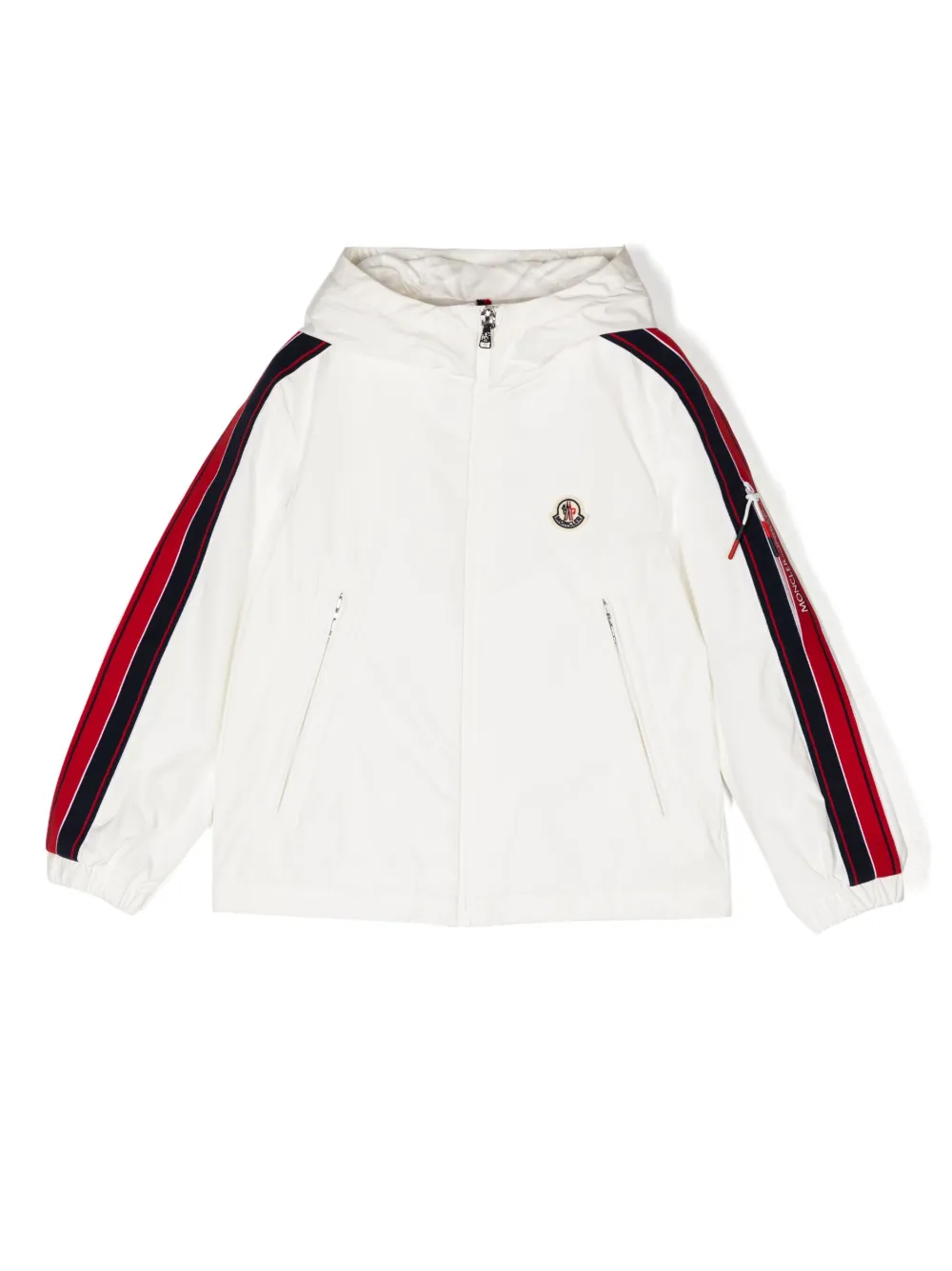 

Куртка с капюшоном и полосками Moncler Enfant, белый