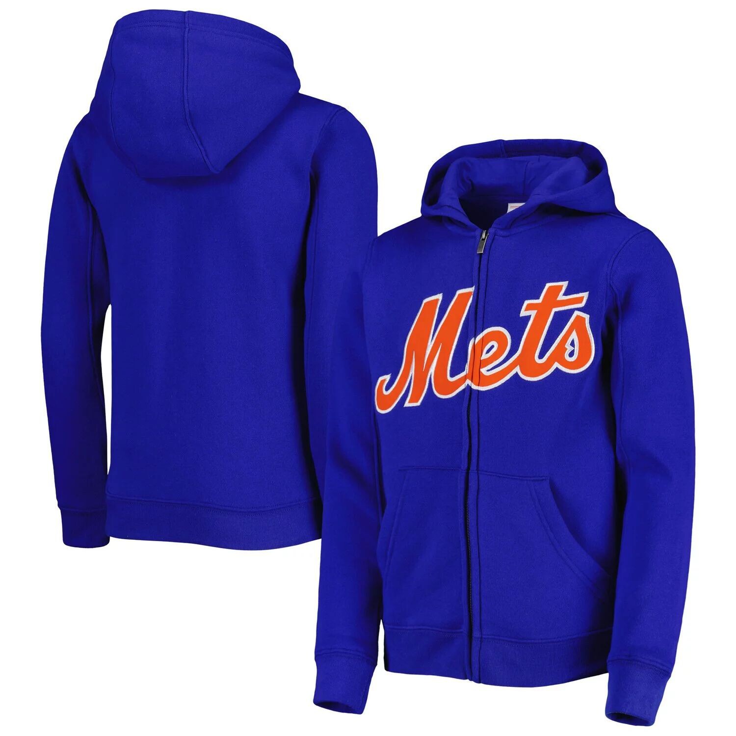 Флисовая толстовка с молнией во всю длину Youth Royal New York Mets Wordmark Outerstuff