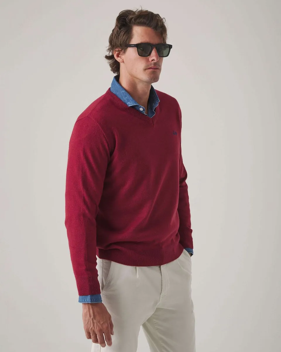 

Мужской свитер с V-образным вырезом Scotta 1985, бордовый