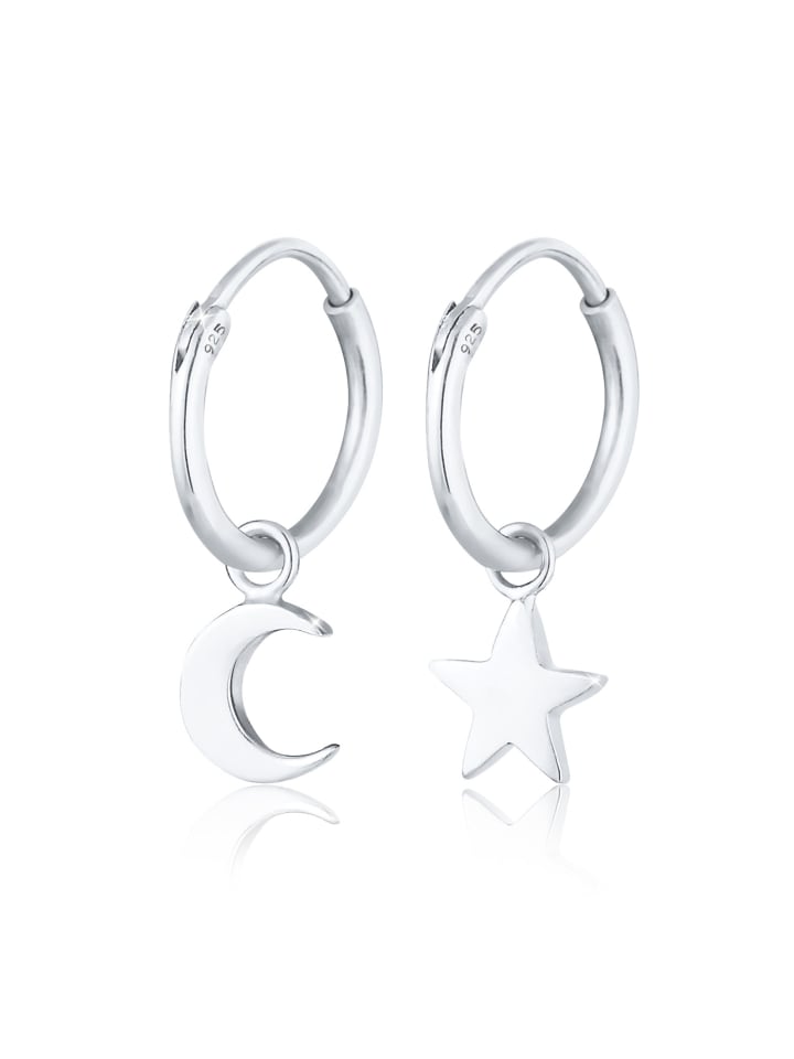 

Elli Серьги из серебра 925 пробы: астрономический узор, полумесяц, звезды, звезда в серебре