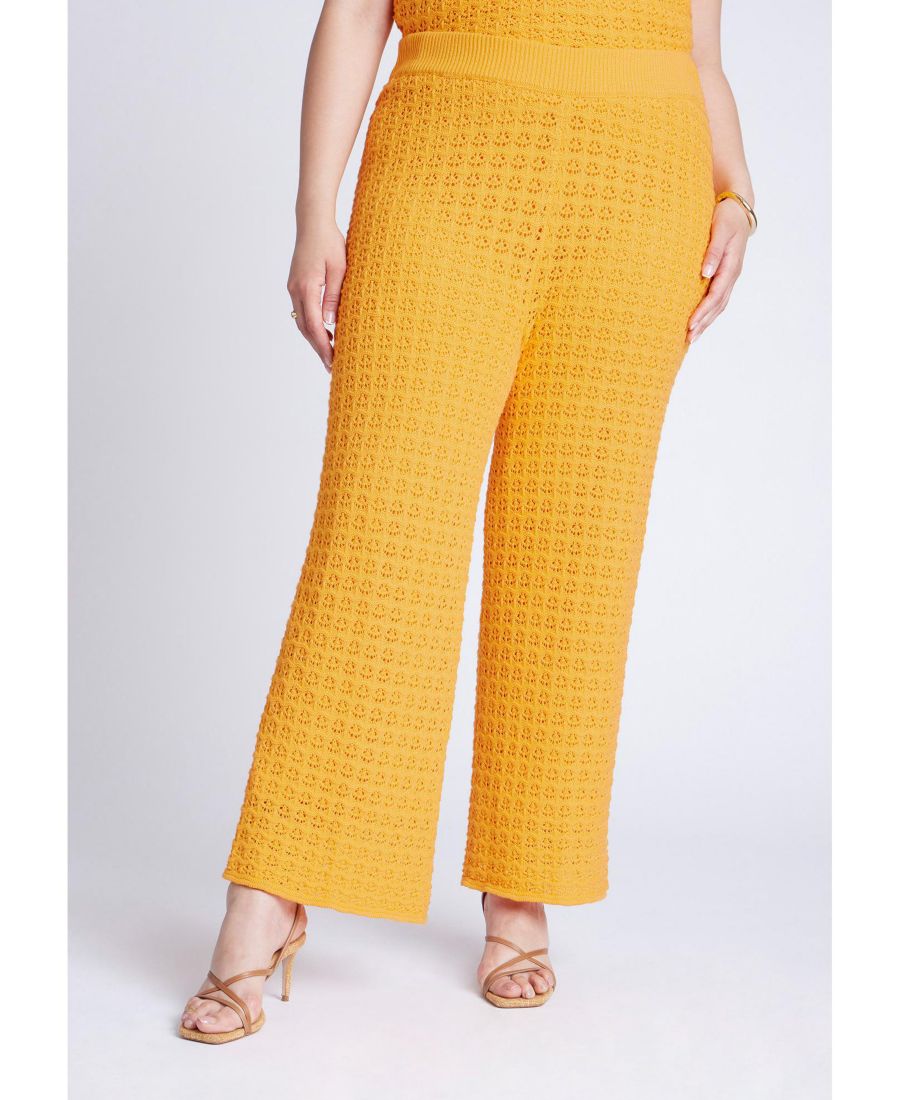 

Женские вязаные крючком брюки больших размеров ELOQUII, Radiant yellow