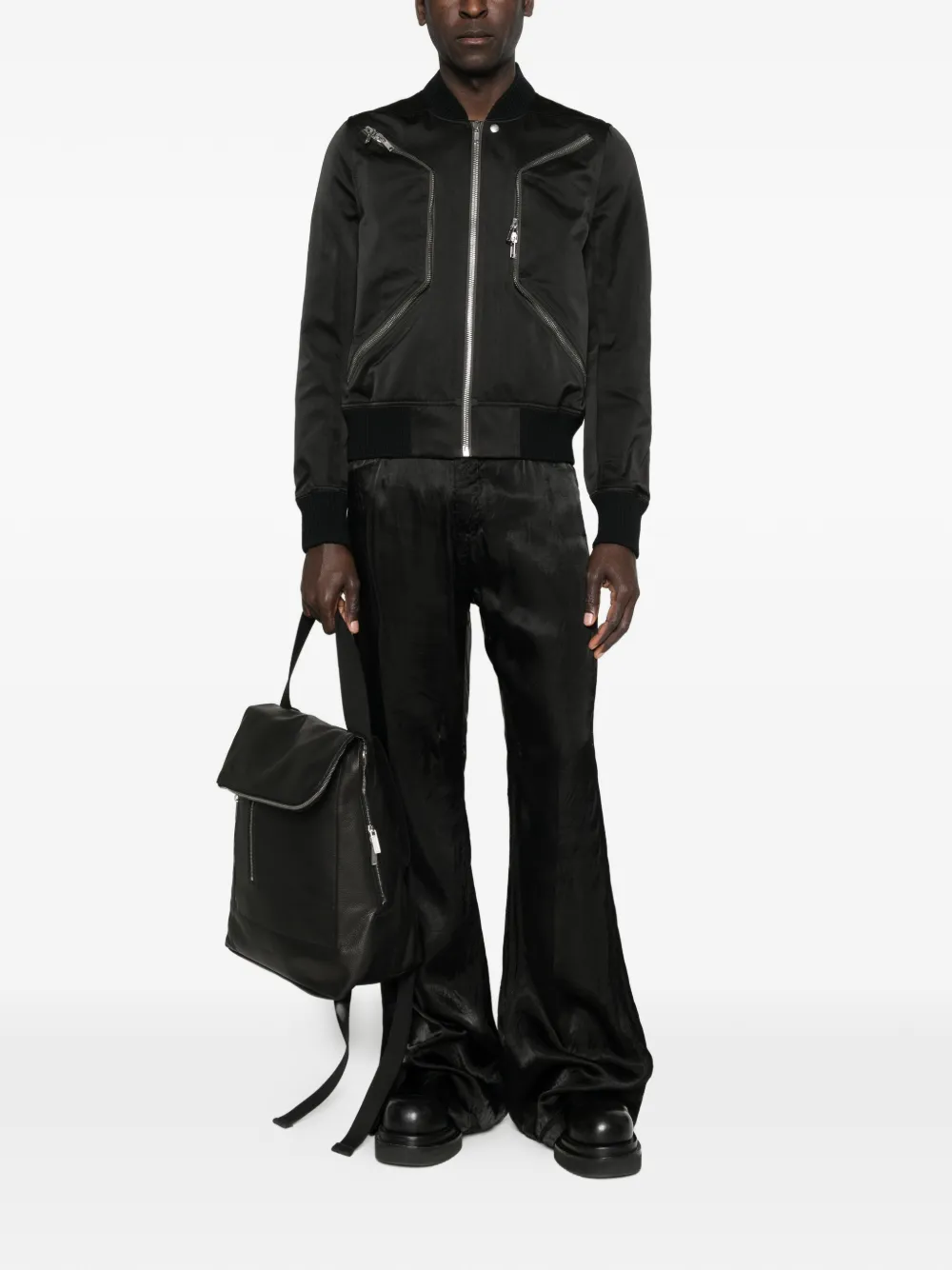 Укороченная бомбер-куртка Heizer Flight на молнии Rick Owens, черный — фото 2