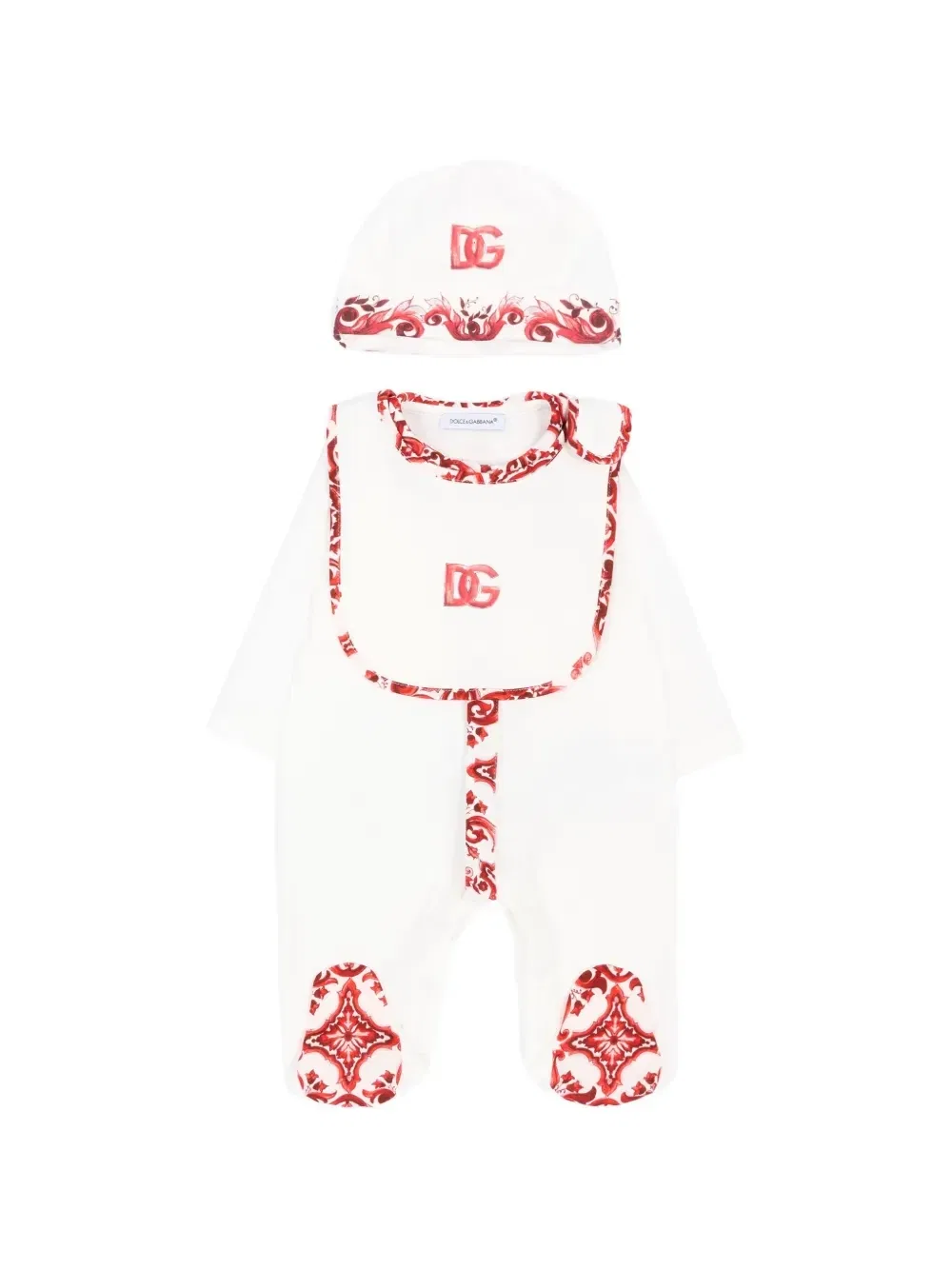 Набор из джерси с принтом "Майолика" Dolce & Gabbana Kids, белый