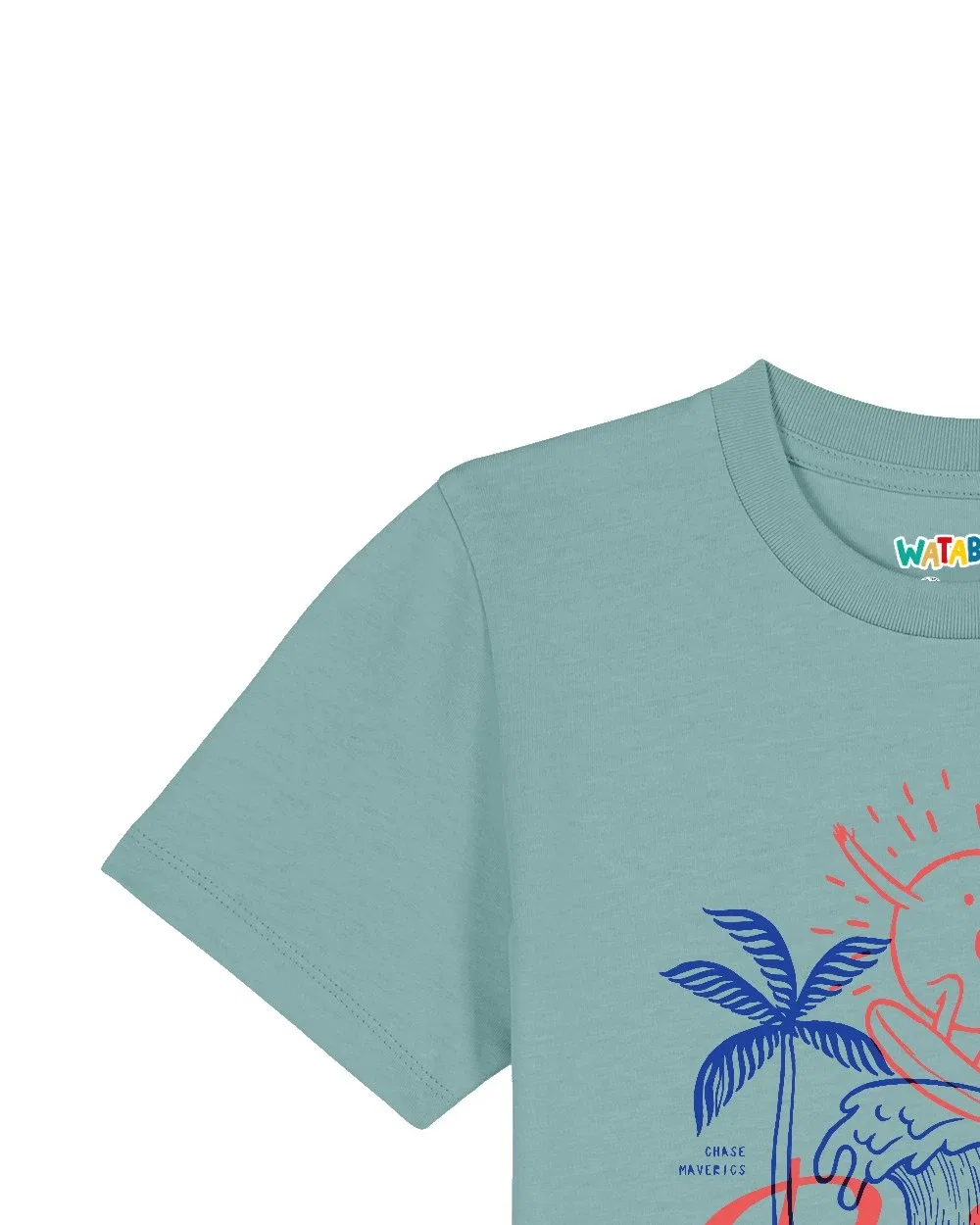 Футболка детская с принтом, Wat? Apparel, teal monstera — фото 3