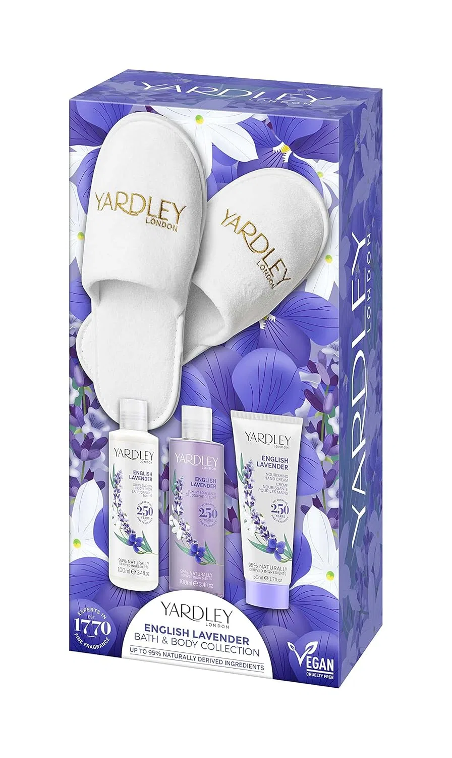 Подарочный набор Yardley London English Lavender для ванны и тела с тапочками (4 предмета) Yardley London