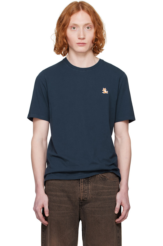 

Футболка Chillax fox с принтом лисы Maison Kitsuné, синий