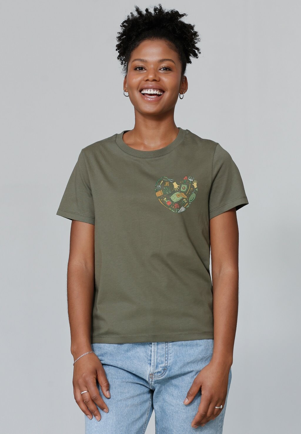 

Футболка с принтом GARTENLIEBE watapparel, хаки