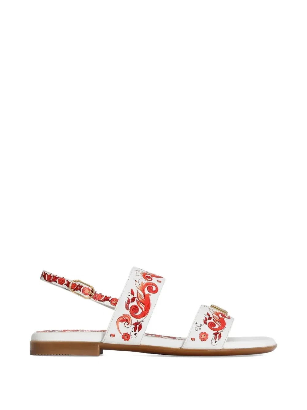 Босоножки из телячьей кожи с майоликовым принтом Dolce & Gabbana Kids, белый — фото 2