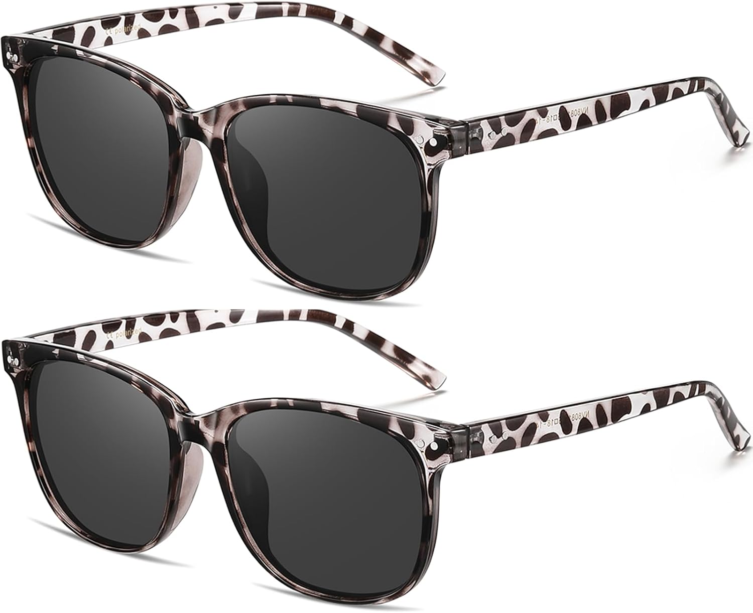 

Женские поляризованные солнцезащитные очки HAOLOTA, классические круглые солнцезащитные очки для вождения, рыбалки, легкие, с защитой от УФ-излучения UV400, A10 2pcs White Tortoise/Grey + White Tortoise/Grey