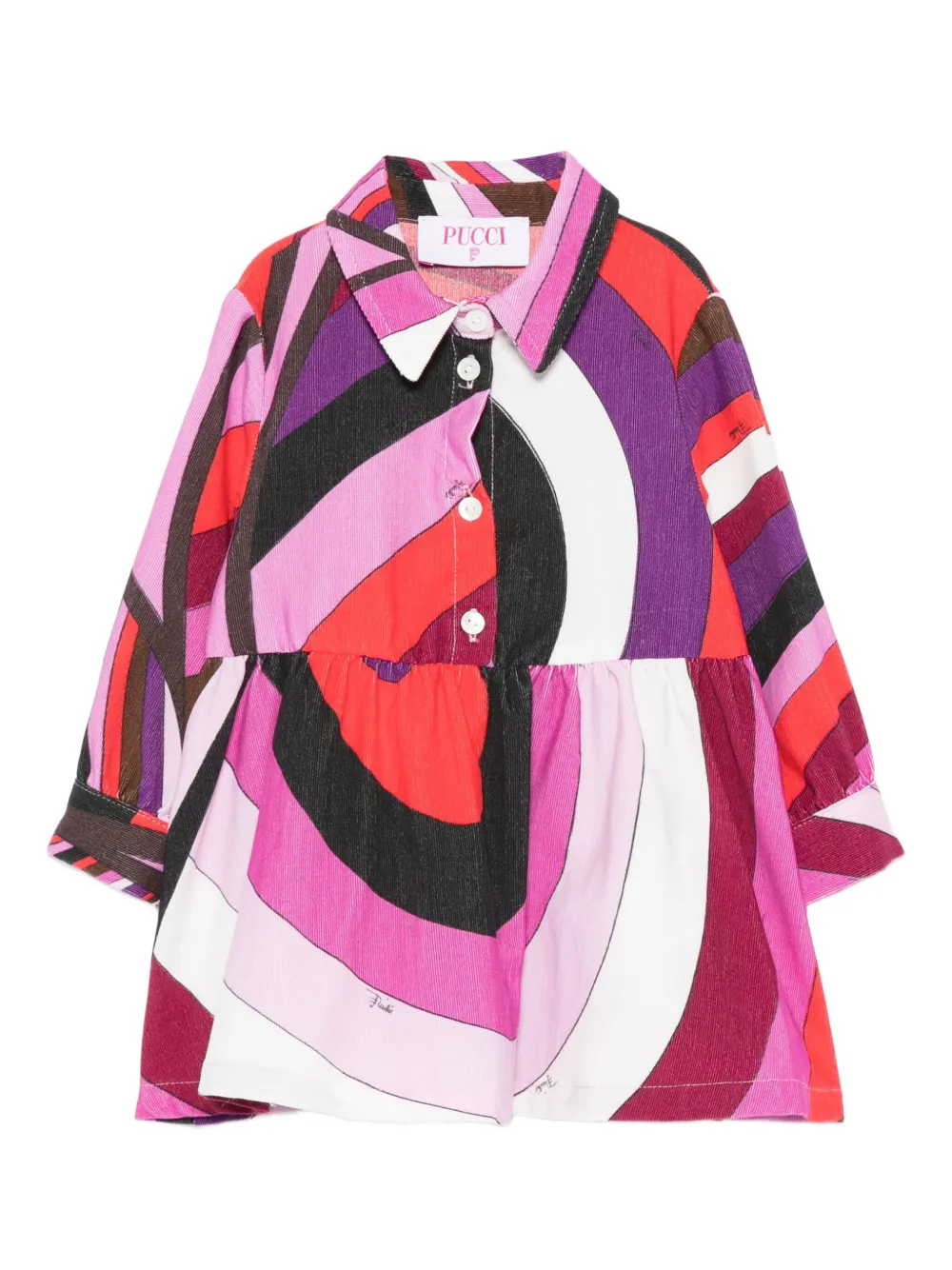 

Платье с абстрактным принтом и воротником PUCCI Junior, розовый