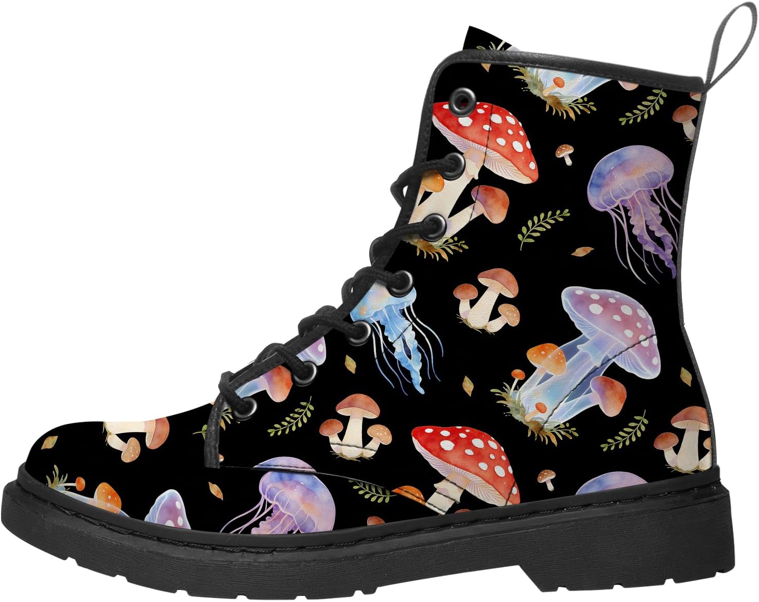 

Ботинки-грибы для женщин и мужчин, армейские ботинки из искусственной кожи на шнуровке, ботильоны, подарки для нее и для него Generic, 8112 Mushroom Jellyfish